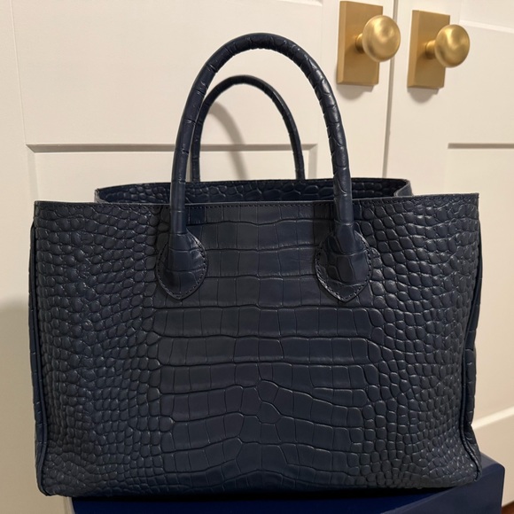 Mark & Graham Handbags - Mark & Graham Elisabetta Croc Handbag - Navy Blue